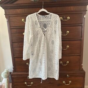 Blue island White Lace Cover-Up Dress - M/L